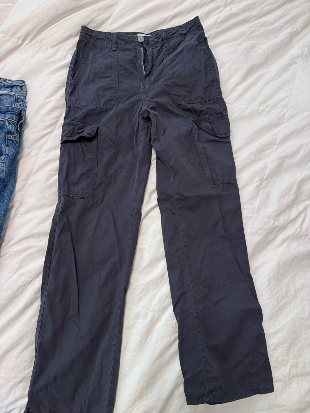 Zara Charcoal Grey Cargo Trousers with Patch Pockets